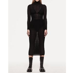 ZARA Midi Dress Black body con Semi Sheer